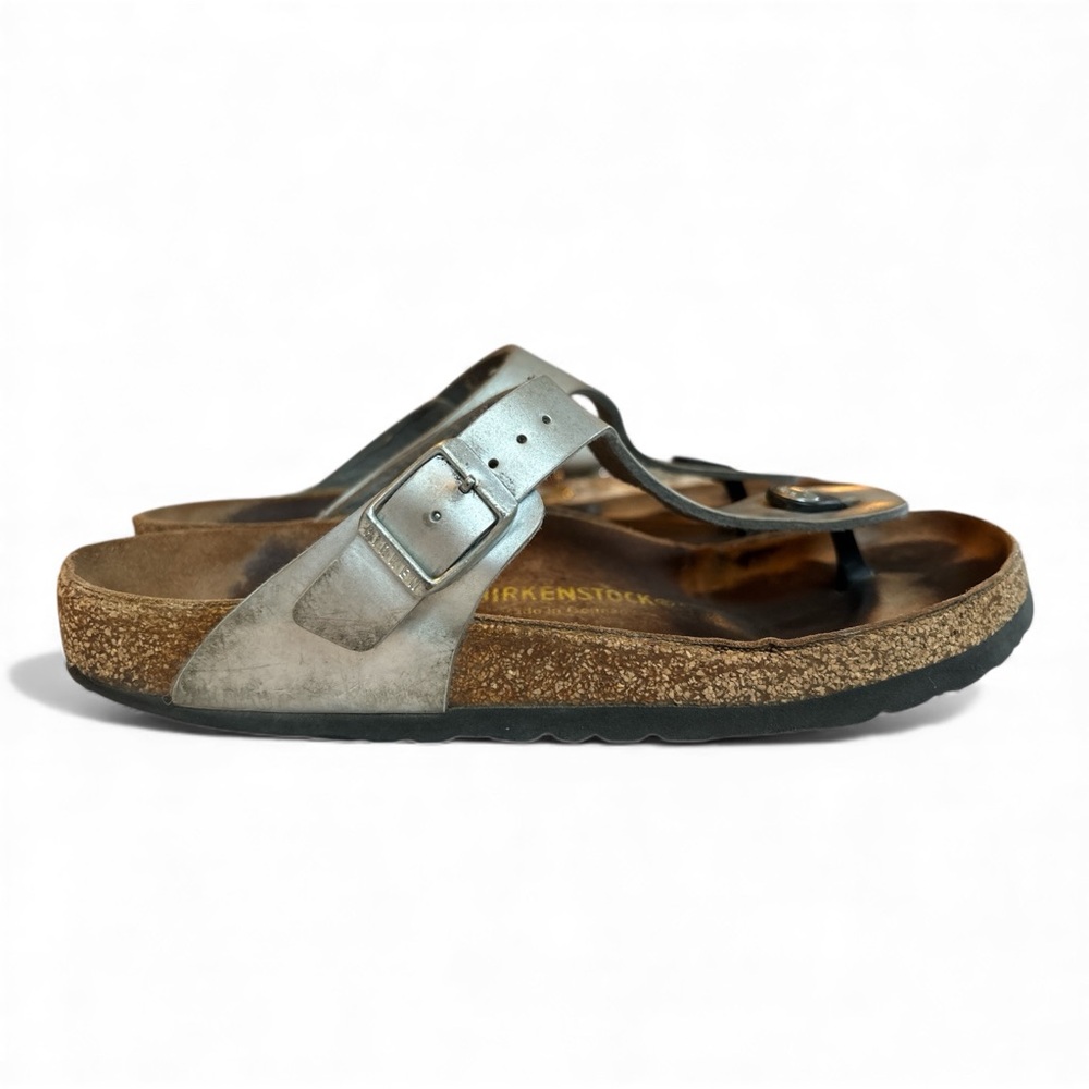 Birkenstock Silver Metallic Sandals, Size 40/9 - Picture 2 of 6